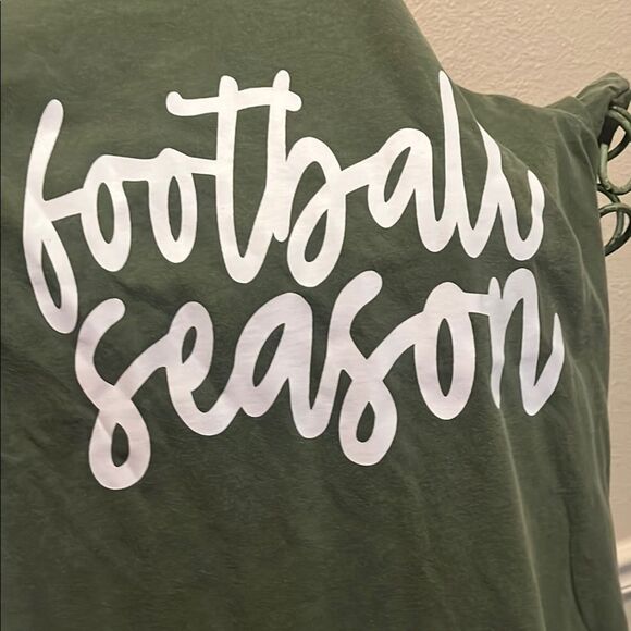 Green shirt with Football Season Print - Picture 1 of 3